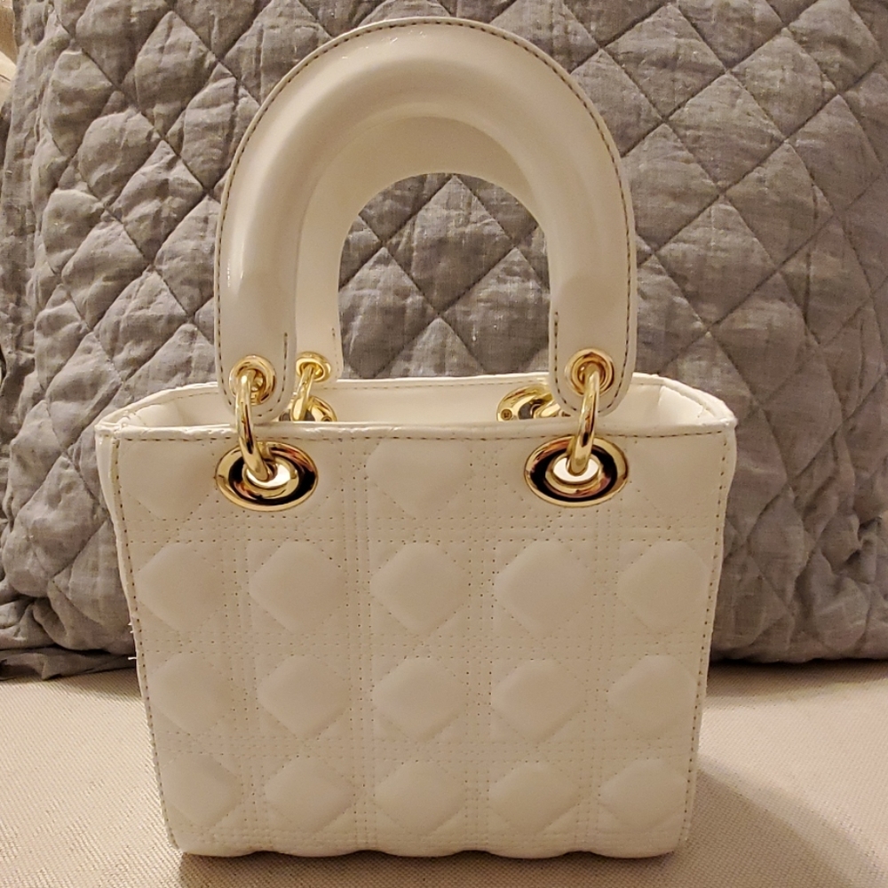 White Top Handle Purse